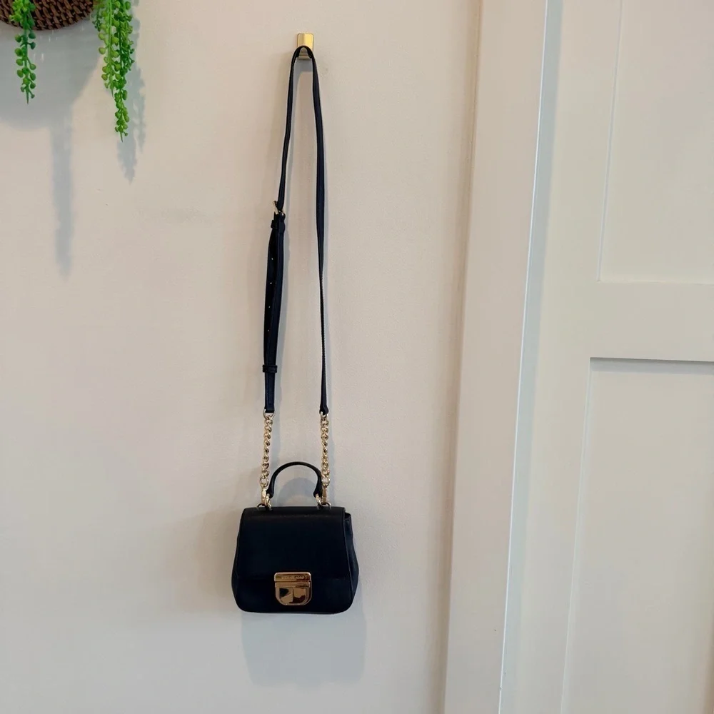 Michael Kors Black Saffiano Leather Bridgette Crossbody Mini Bag Removable Strap